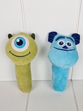 2 Pack Monsters, Inc. Plushie Rattle Toys